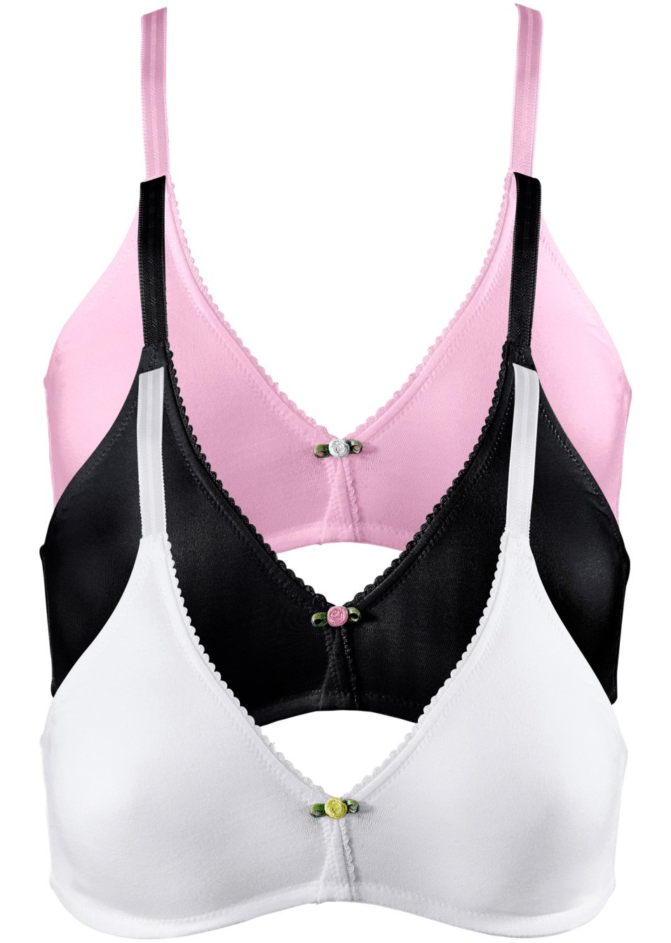 Lot de 3 soutiens-gorge sans armatures en coton