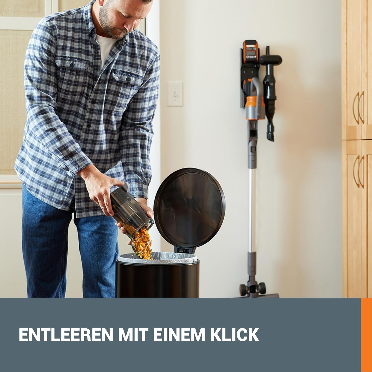 WORX 20V Akku Staubsauger WX038, 25Kpa Handstaubsauger kabellos, 45min Lange Laufzeit, leicht für Haustierhaare, Teppich, Auto - inkl. 2 Akkus und Wandhalterung Doppelladegerät