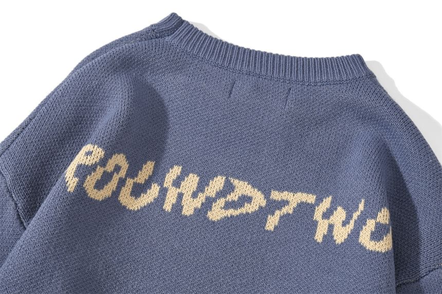 Rosesand - Unisex lange mouwen vlinder- en letterprint losse trui