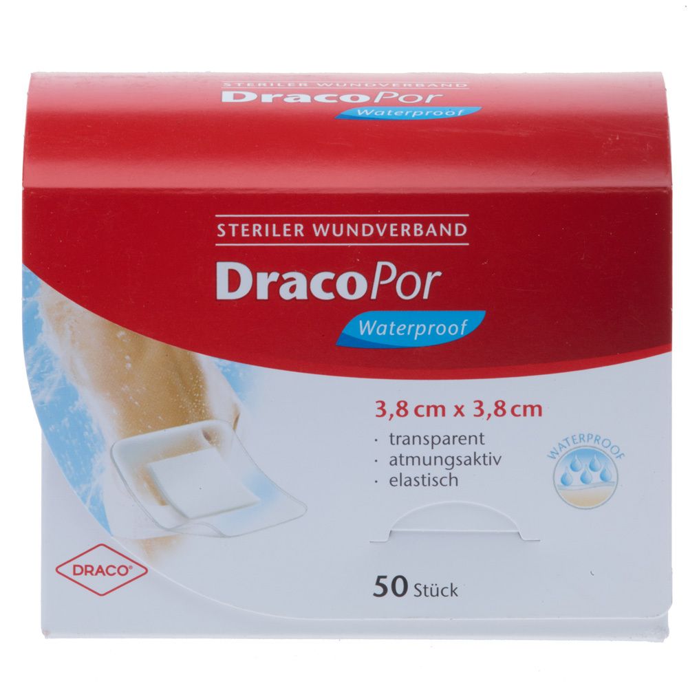 DracoPor Waterproof Wundverband 3,8 cm x 3,8 cm
