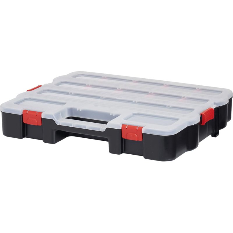 Mallette a outils viso pp couvercle transparent poignee transport 7 compartiments et  8 separateurs amovibles