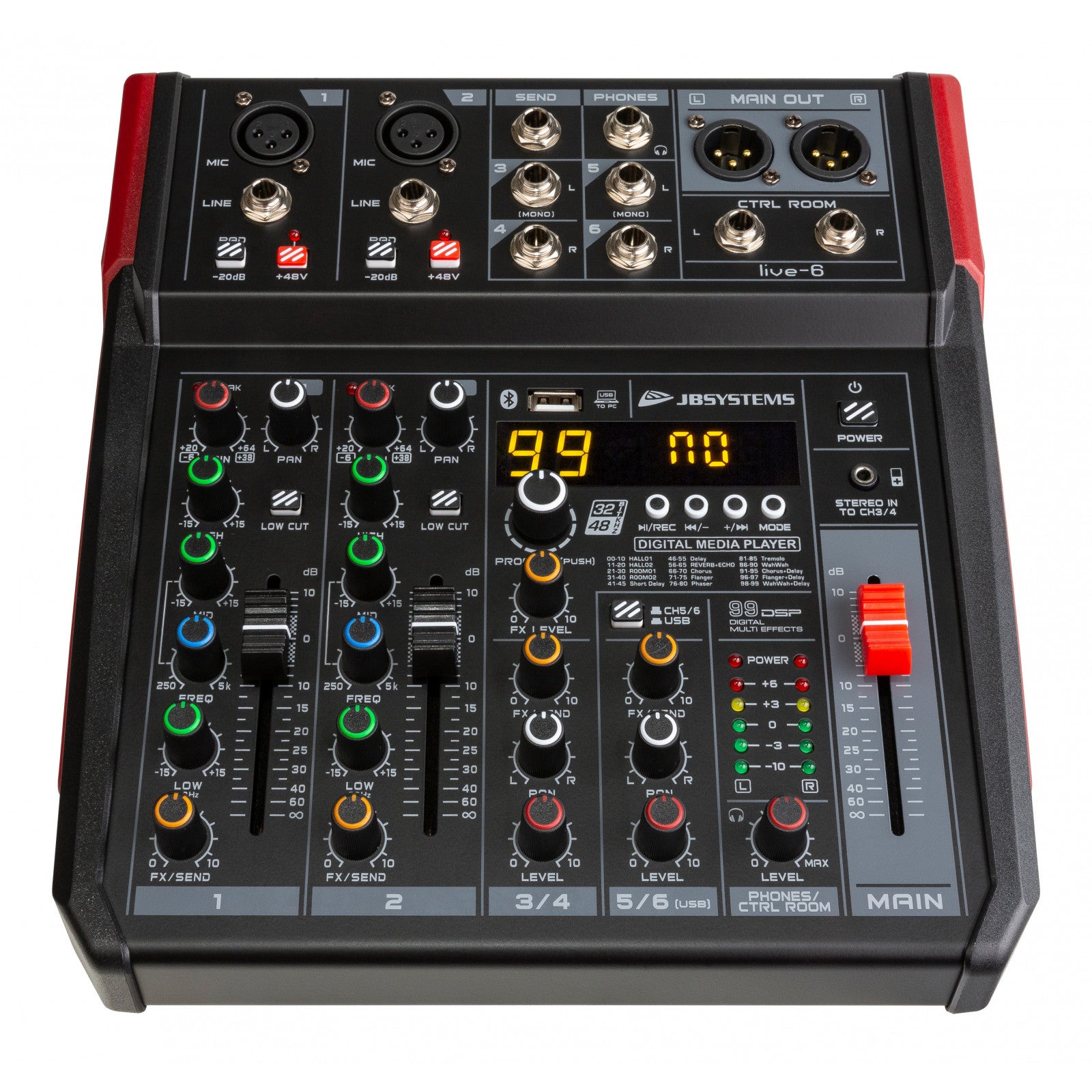 JB systems LIVE-6 4-kanaals mengpaneel met mediaspeler
