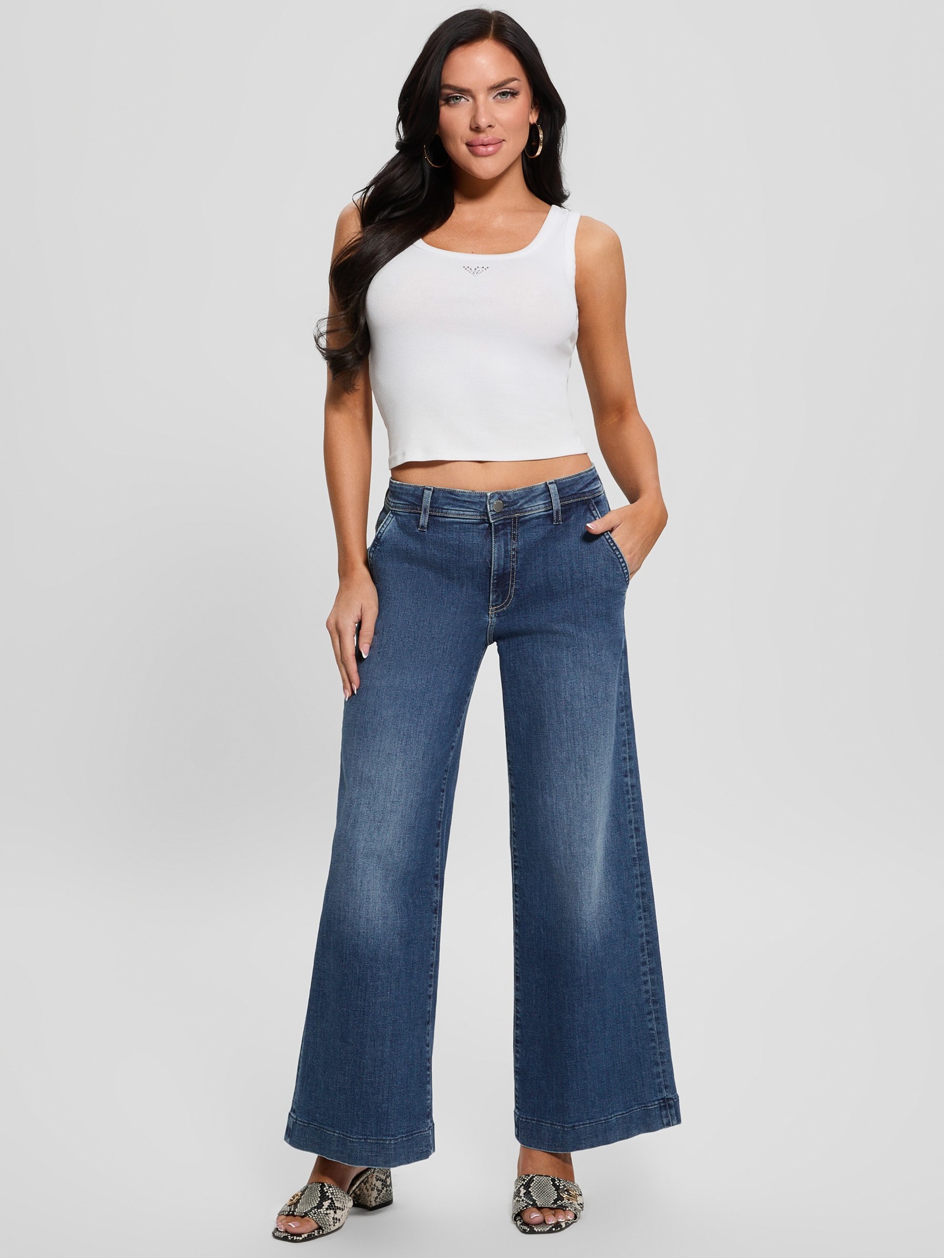 Calça jeans cropped larga Eco Zoya