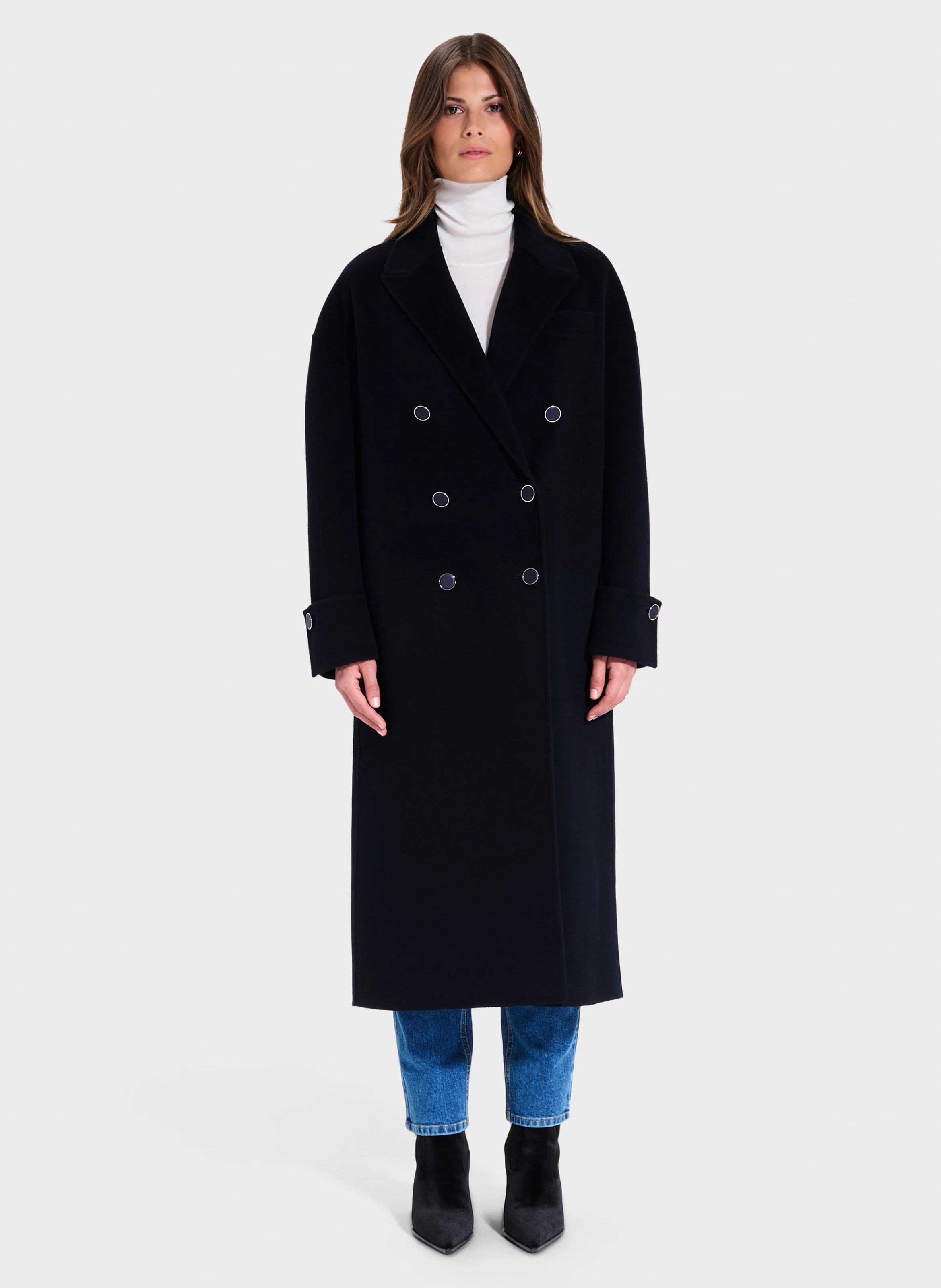 MEMPHIS - Manteau col tailleur en laine mélangée | Bleu