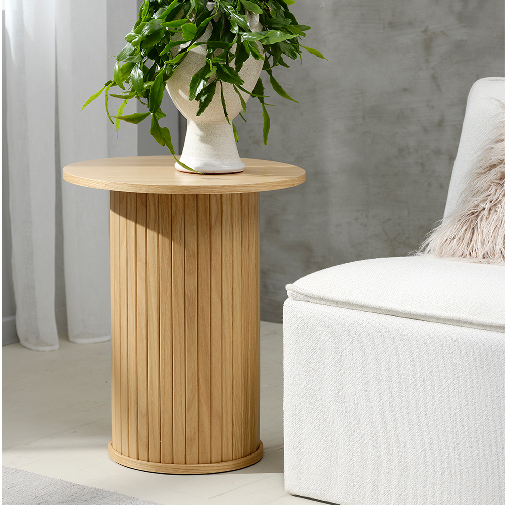 Houten bijzettafel Lenn naturel - Ø50 cm Zwart eiken