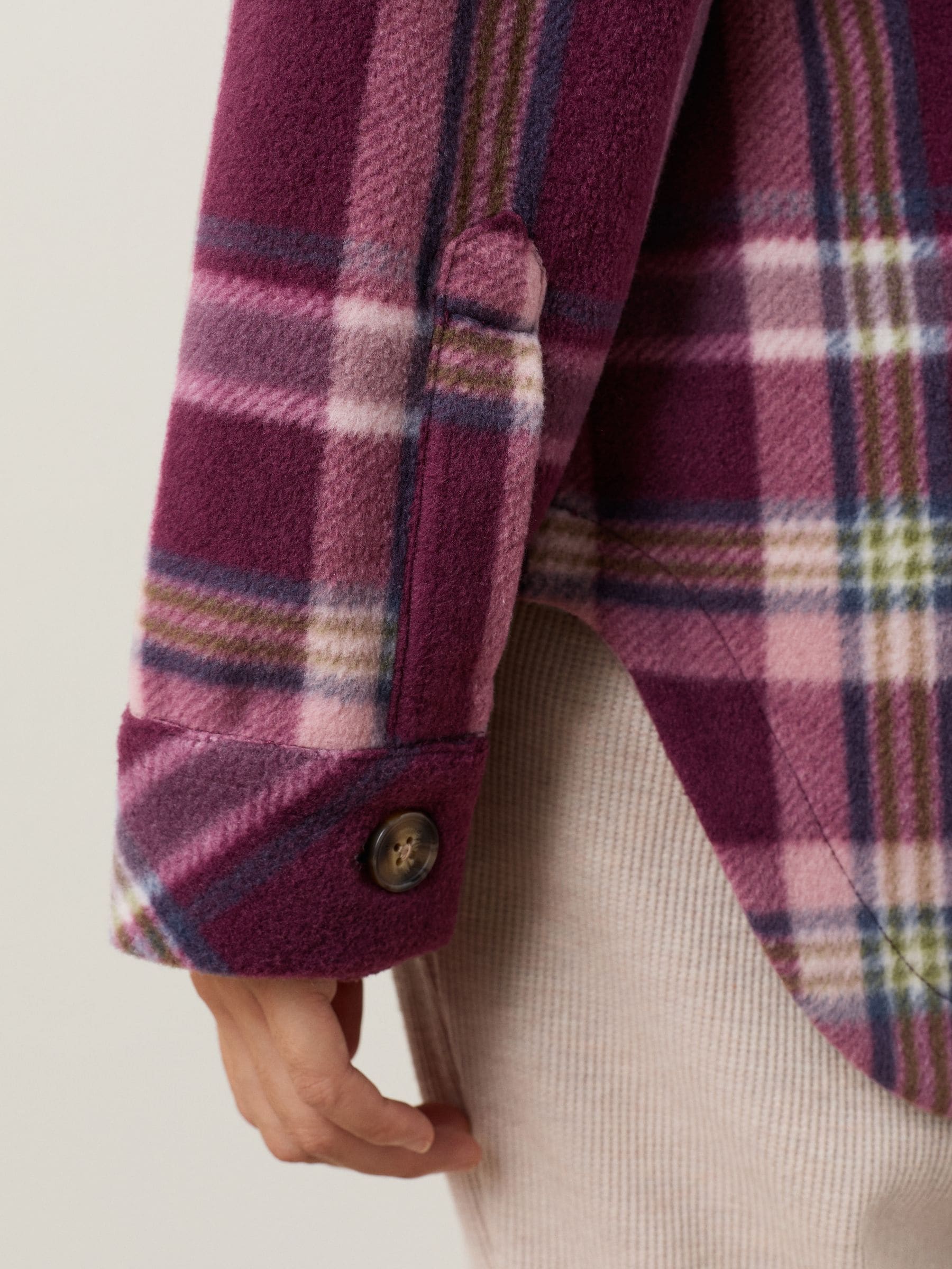 Bordeauxrode ruit - Polar Fleece Shacket
