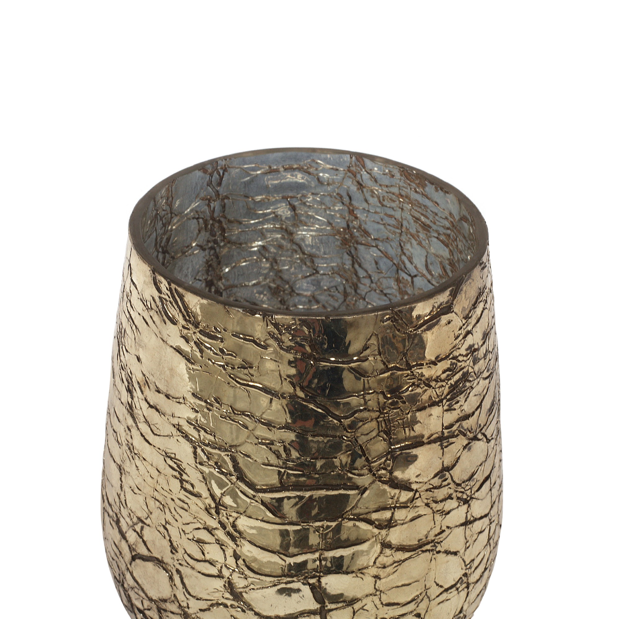 Glas-Windlicht 'Serpent', gold, Ø 11 cm, H 15 cm von fischer's lagerhaus