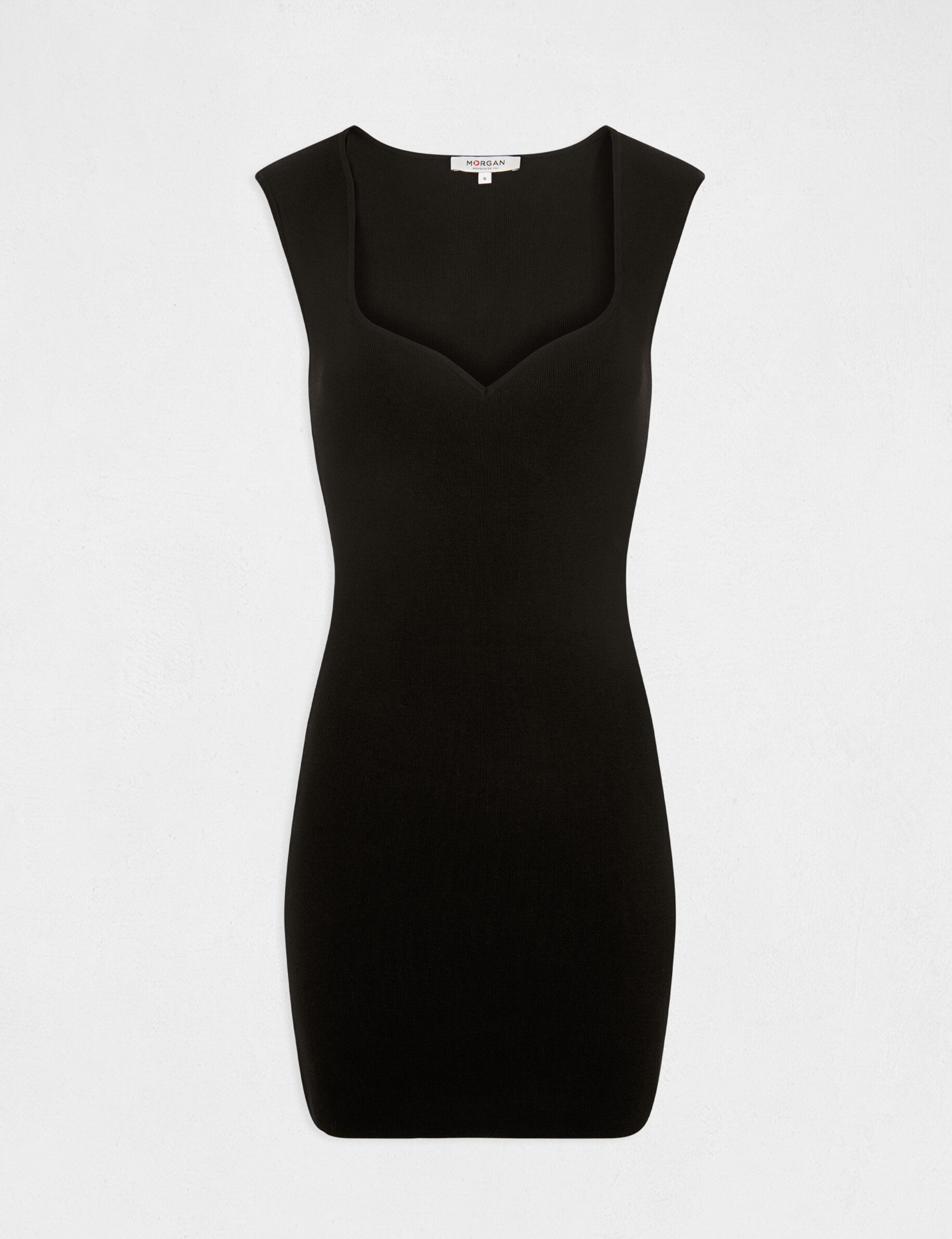Robe pull ajustée encolure coeur noir femme - noir
