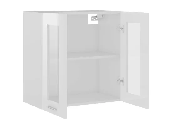 Armoire en verre suspendue Blanc brillant 60x31x60