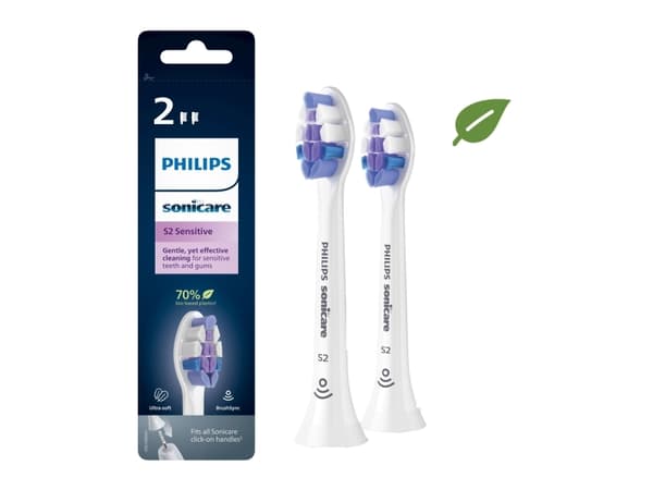 Philips Sonicare S2 Sensitive HX6052 - Utskiftningsbørstehode - for tannbørste - hvit (en pakke 2)