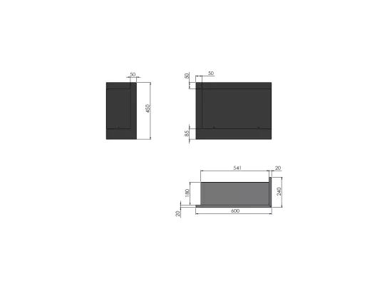 Corner 600 Right Cheminée au bioéthanol encastrable SimpleFire avec verre
