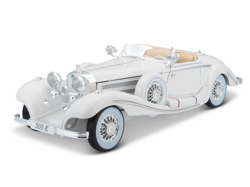 Maisto Mercedes Benz 500K Maharadscha 1936 1:18, Weiss Sammlermodell im Massstab 1:18
