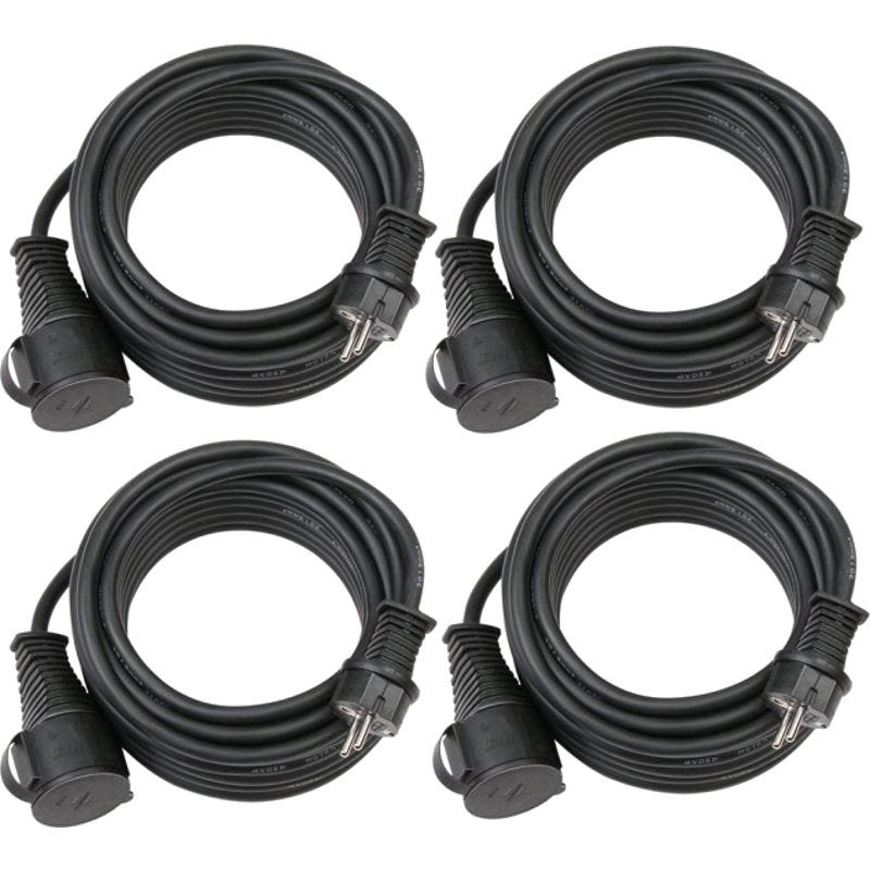 Brennenstuhl verlengkabel IP44 1.5 mm 10 meter zwart (4 stuks)