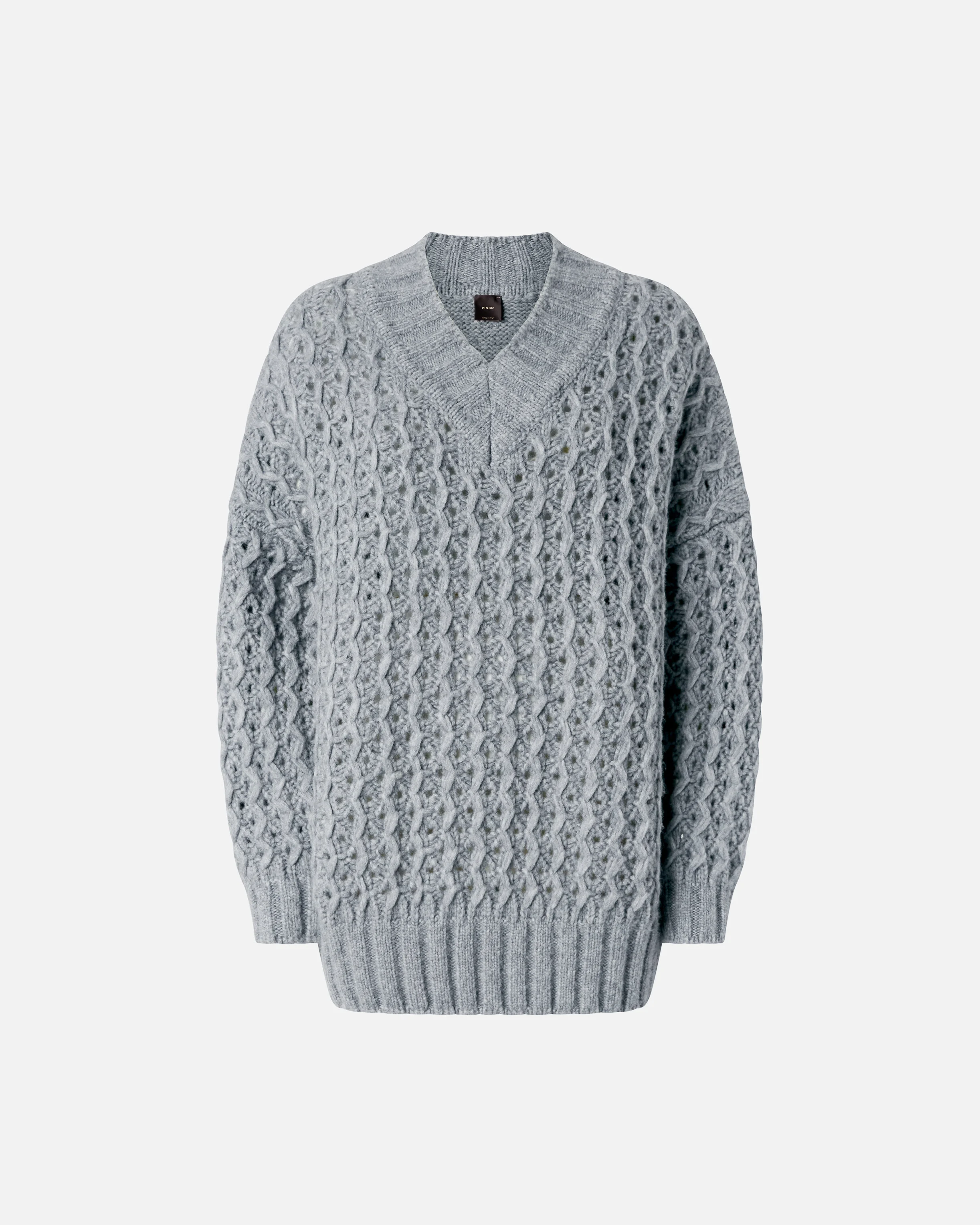 Pull tunique long et ajouré en fil ultra-léger | Argent