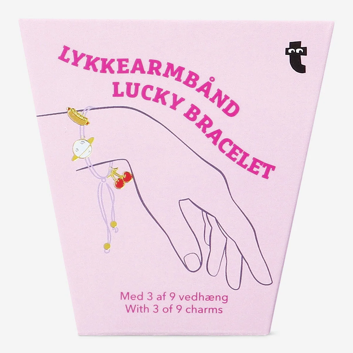 Lykkearmbånd med 3 af 9 Charms og Fortunes