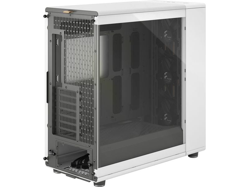 Fractal Design PC-Gehäuse North XL TG Clear Weiss Elegantes Gehäuse mit Seitenfenster und offener Front aus echtem Eichenholz