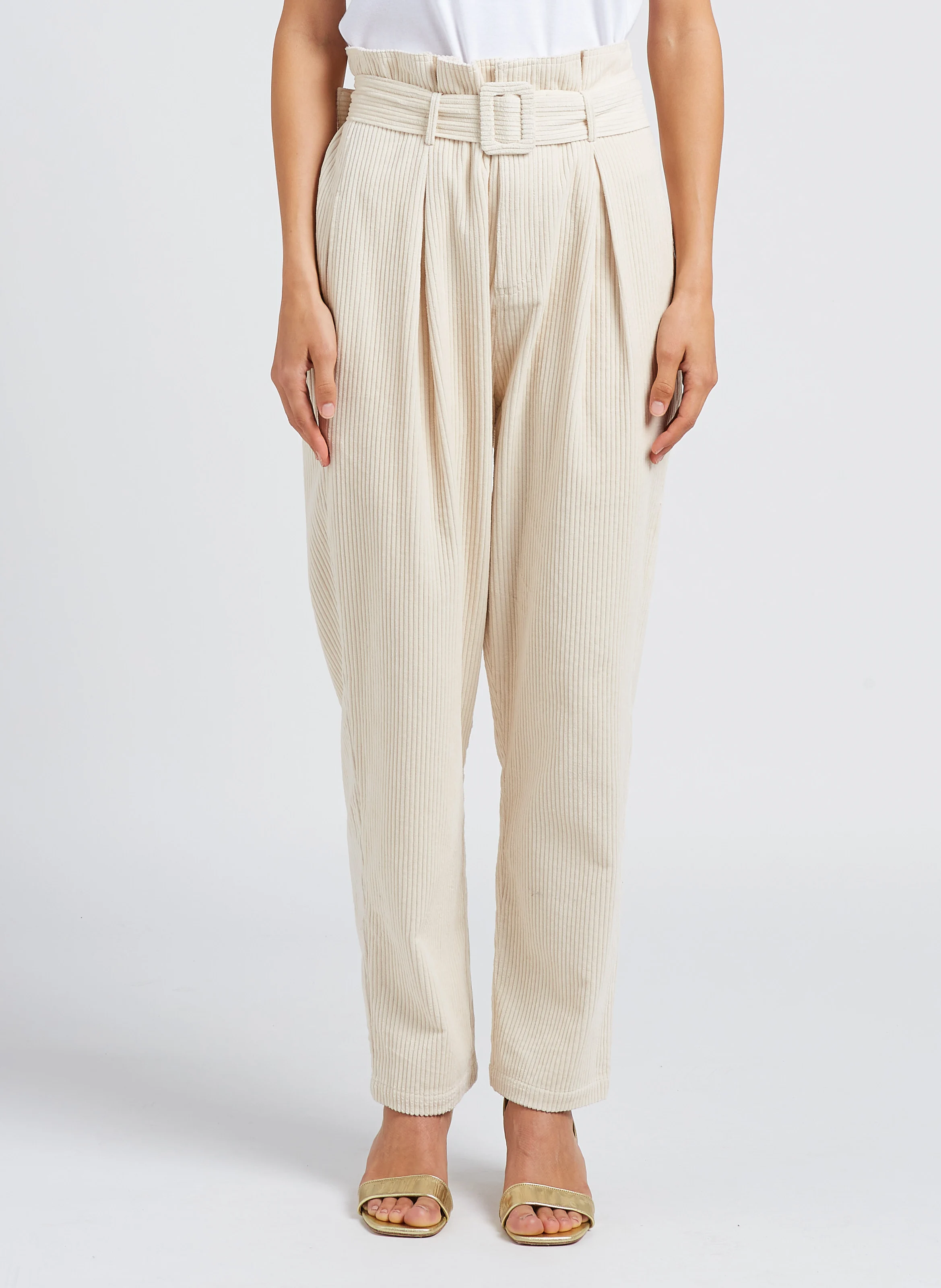 CLAYDE - Pantalon carotte en coton | Beige