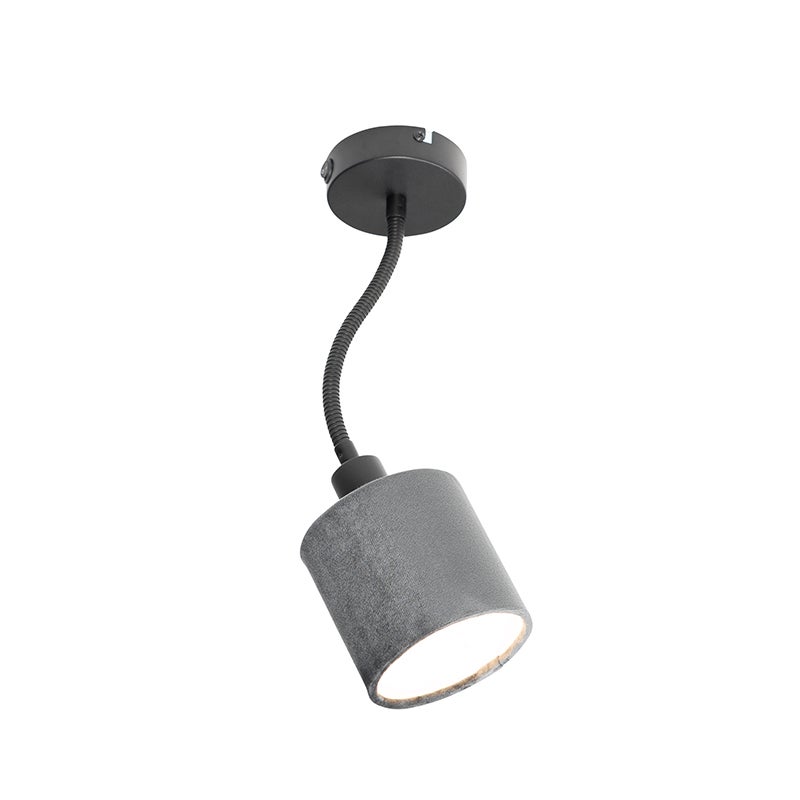 Zwarte wandlamp met grijze schakelaar en flexibele arm - Merwe