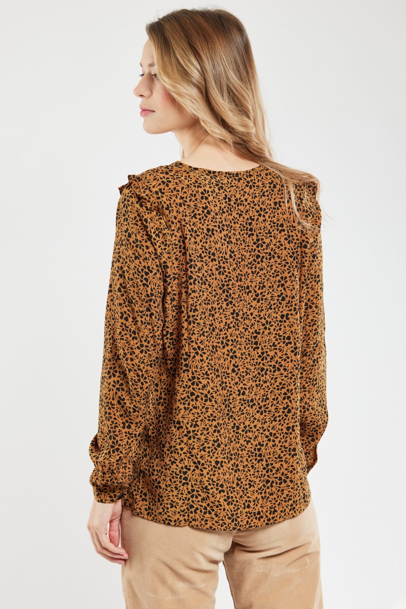 Blouse col V imprimée