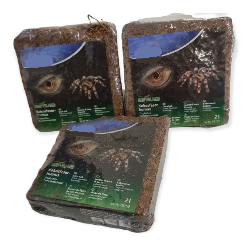 2 litres x3 de fibres de noix de coco compressé reptiles et amphibiens.