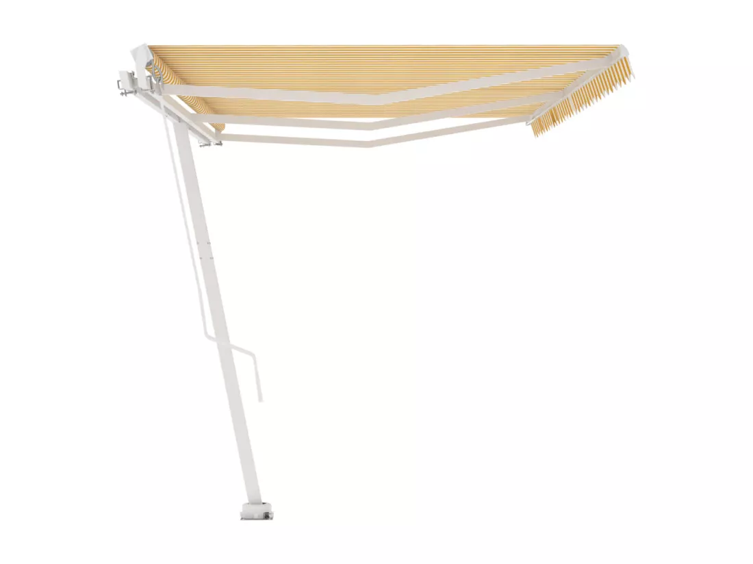 Auvent manuel rétractable sur pied 600x300 cm Jaune/Blanc
