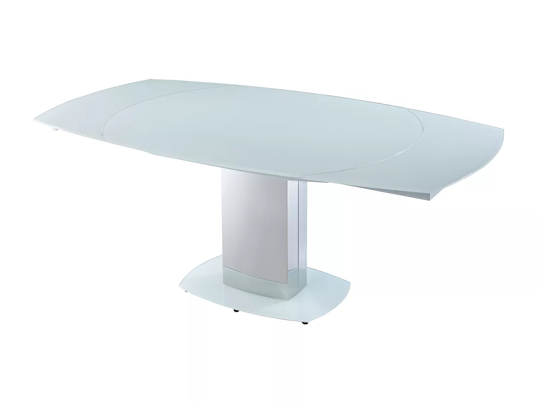 Table à manger extensible TALICIA - Verre trempé & métal - 6 à 8 personnes - Coloris Blanc