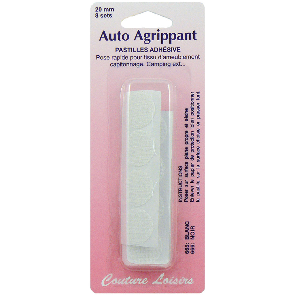 Lot de 8 pastilles adhésives blanches 20mm