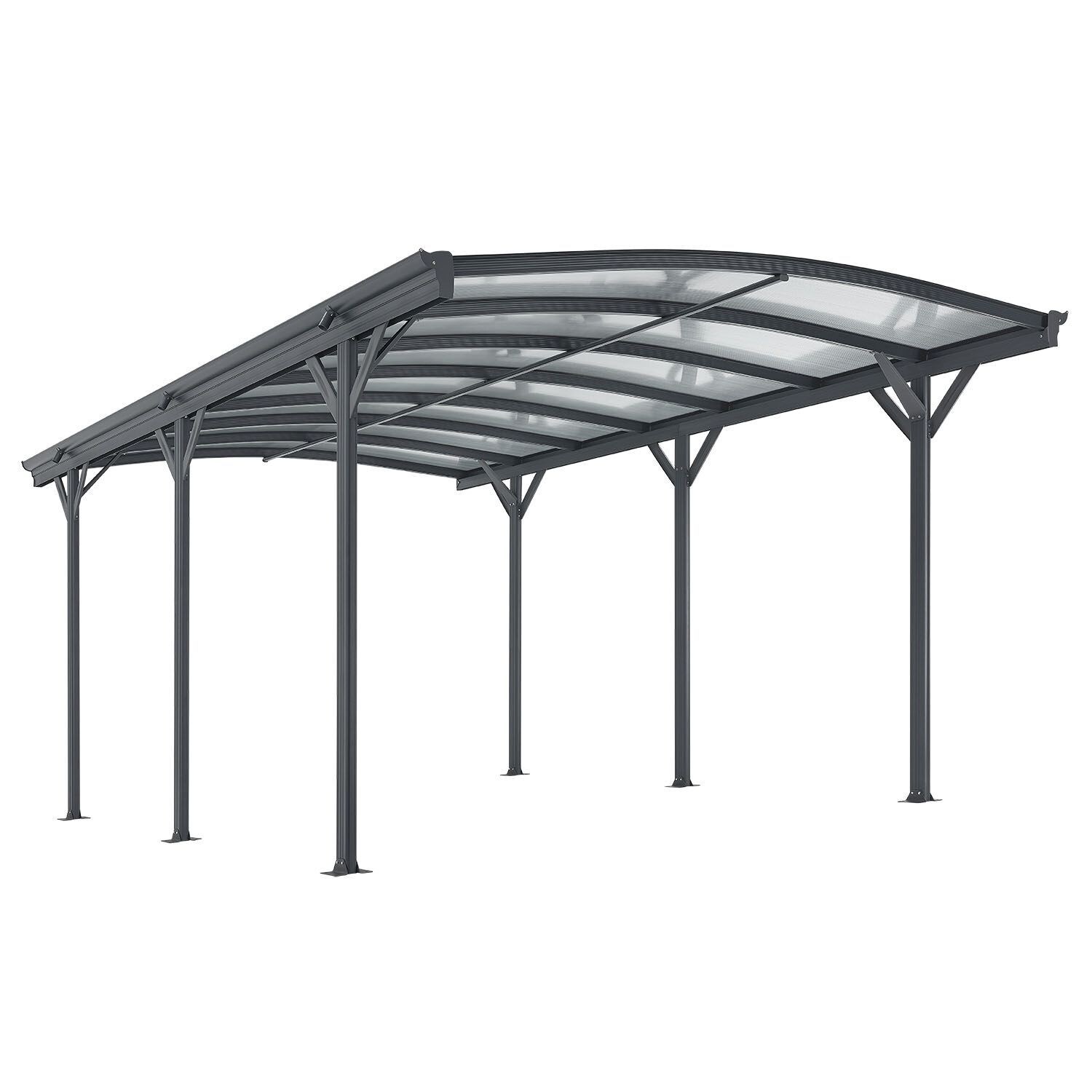 Juskys Carport mit Bogendach 5x3 m – freistehende Überdachung aus Aluminium mit Doppelstegplatten