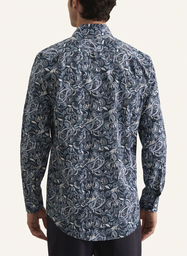 Seidensticker Business Shirt Regular Long sleeve Kent-Collar Print Turquoise