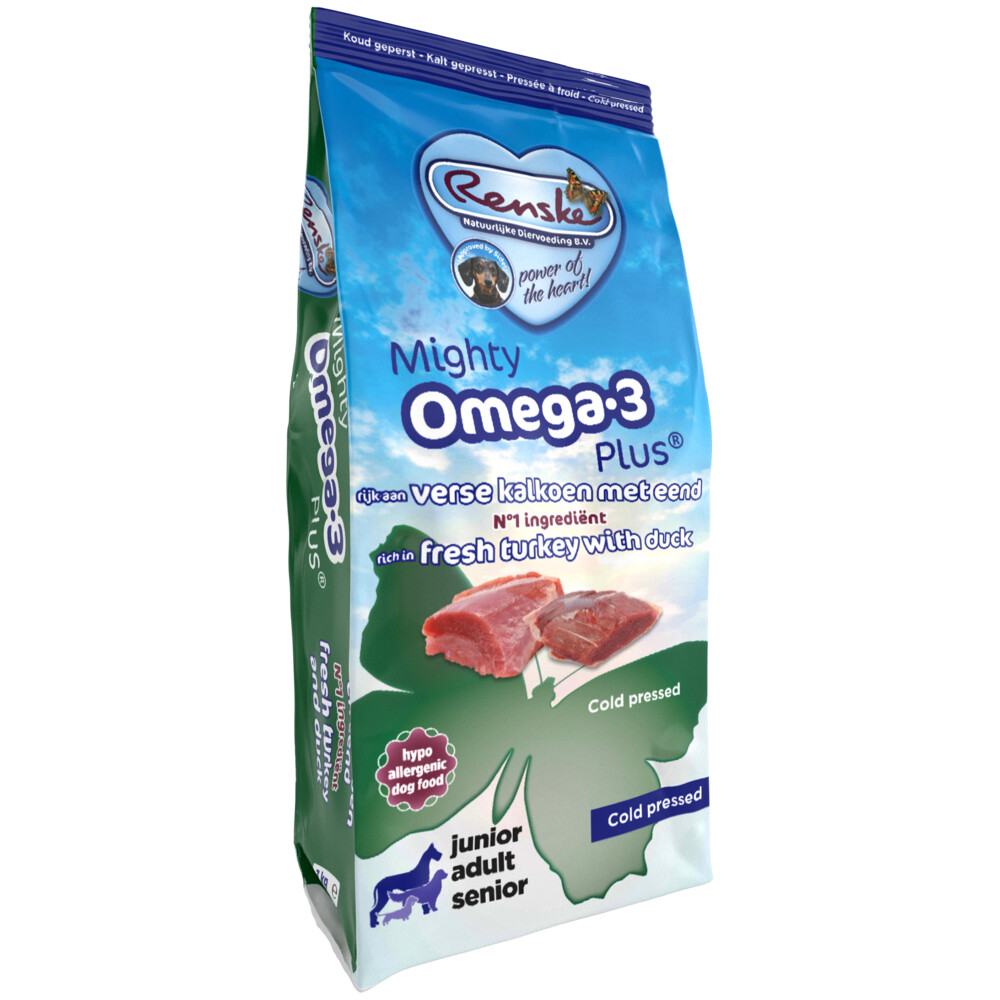 Renske Mighty Omega Plus Geperst Hondenvoer Kalkoen - Eend3 kg