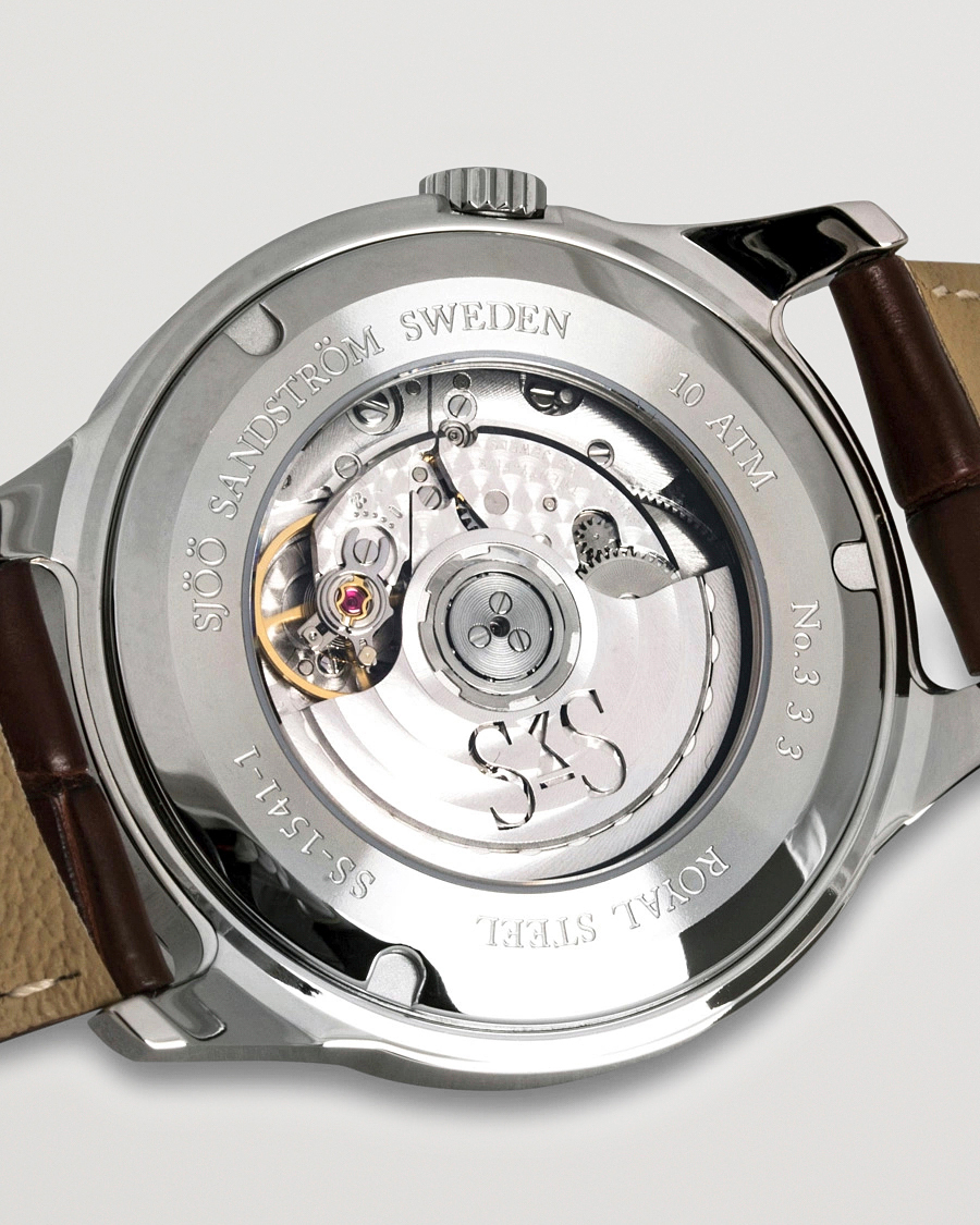 Sjöö Sandström Royal Steel Classic 41mm Ivory and Brown Alligator