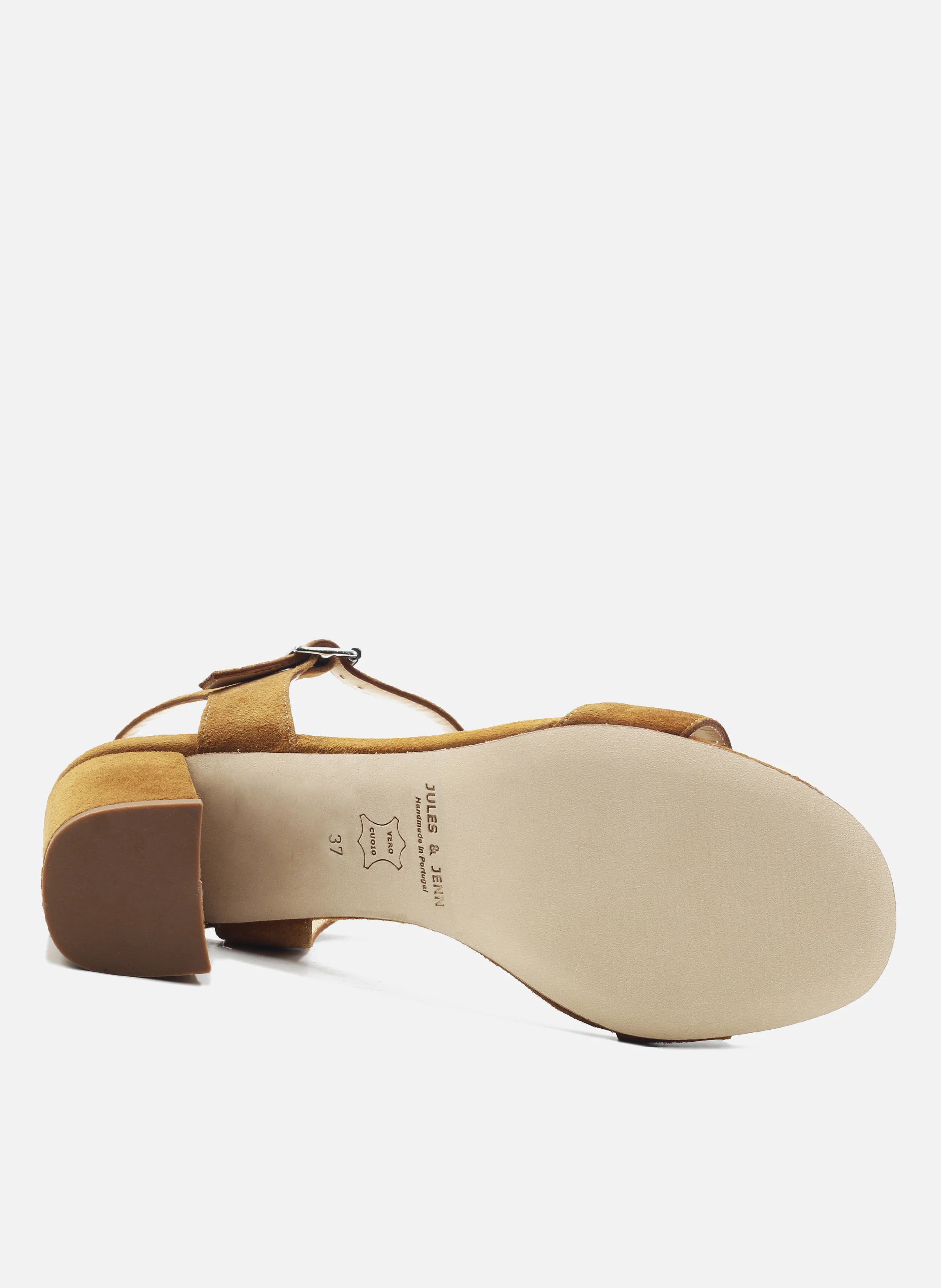 Sandales à talon cuir daim | Marron