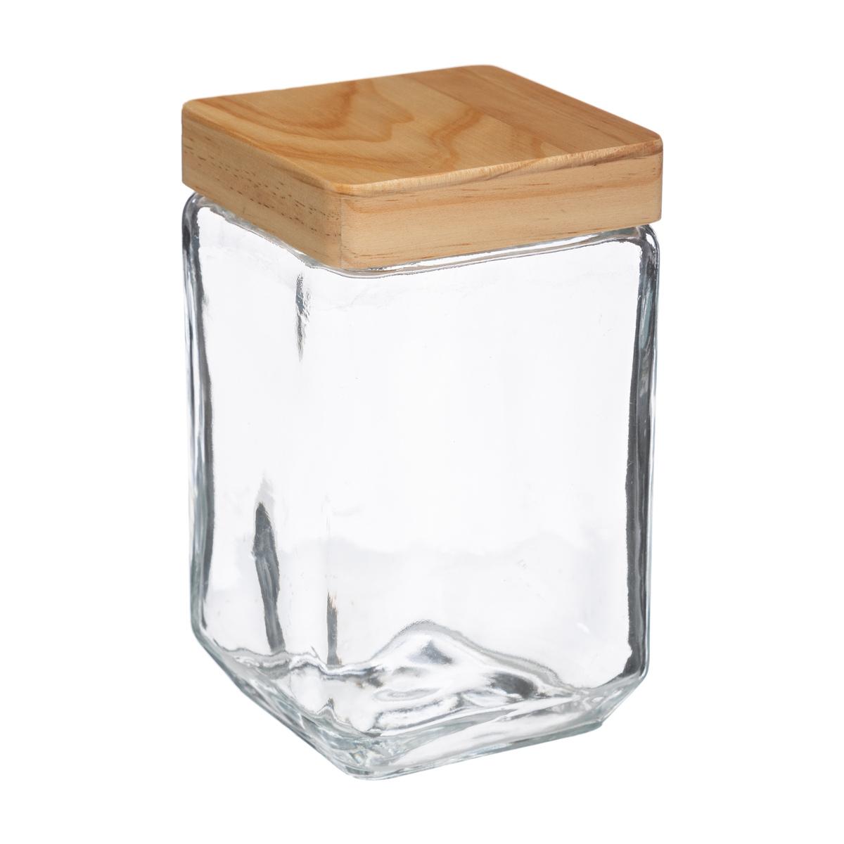 BOCAL CARRE VERRE ET PIN 1.25L