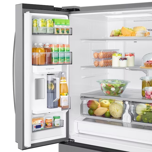 Refrigerador Samsung Mega Capacity de 31,5 pés cúbicos com portas francesas e máquina de gelo dupla (aço inoxidável resistente a impressões digitais) ENERGY STAR
