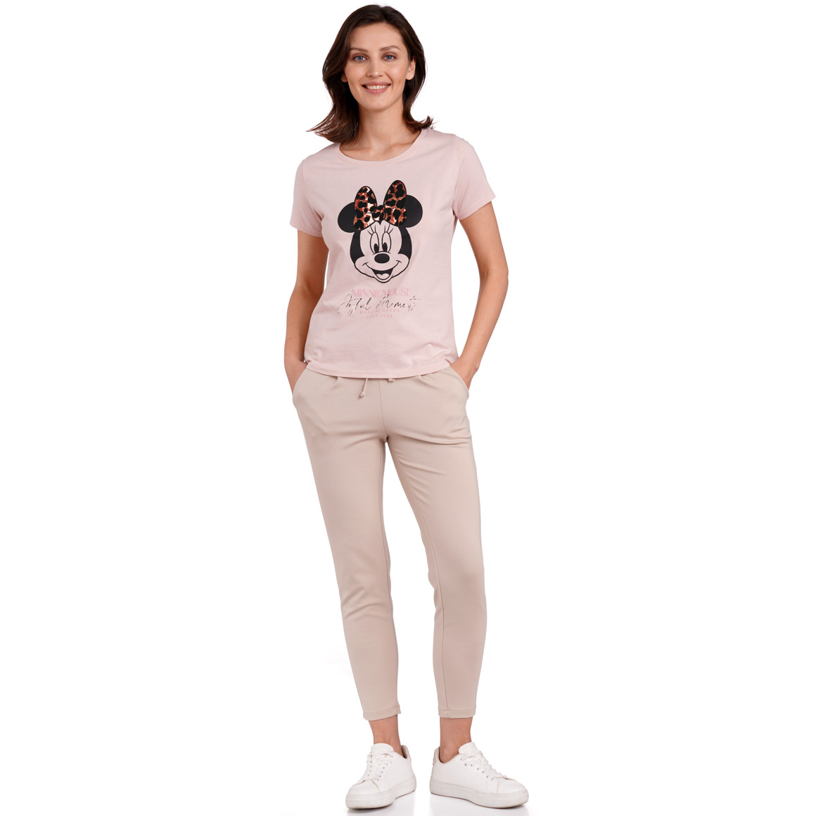 Gina Benotti Minnie Maus T-Shirt mit Flock-Print zartrosa