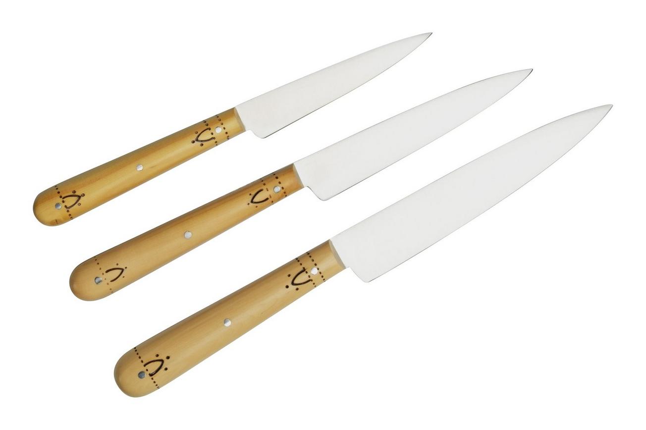Nontron Traditional Set of 3 Kitchen knives, T3OFRBU 3-delige messenset