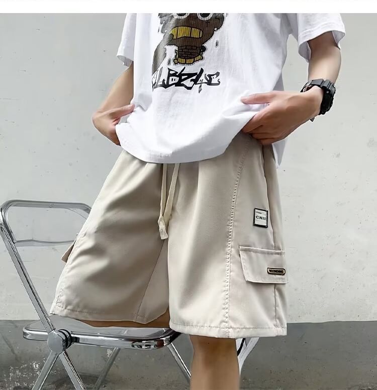 jaywoon - Cargoshorts met trekkoord in de taille en wijde pijpen