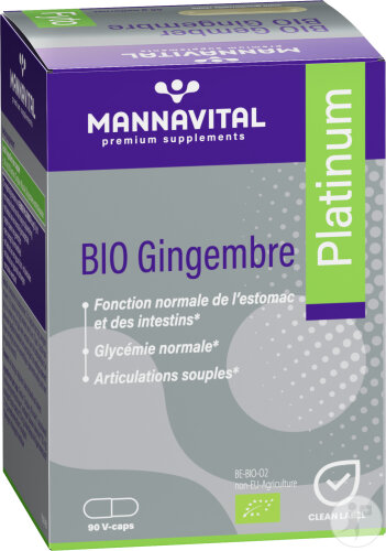 Mannavital Gingembre Platinum Complément Alimentaire Estomac Glycémie Et Articulations 90 V-Capsules