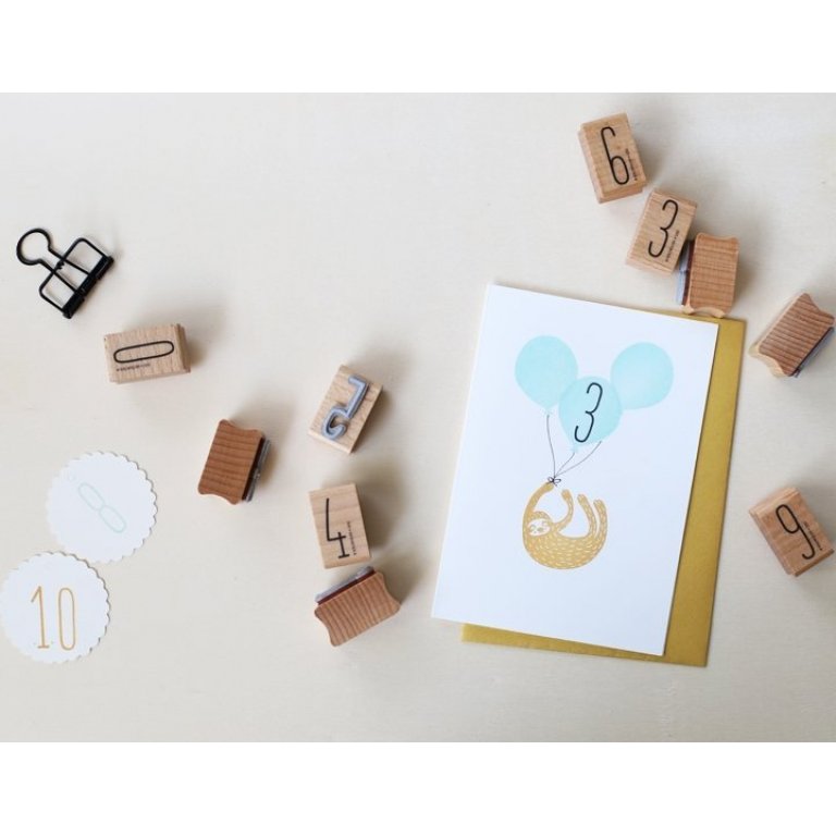 Motivstempel aus Holz, Set Zahlen