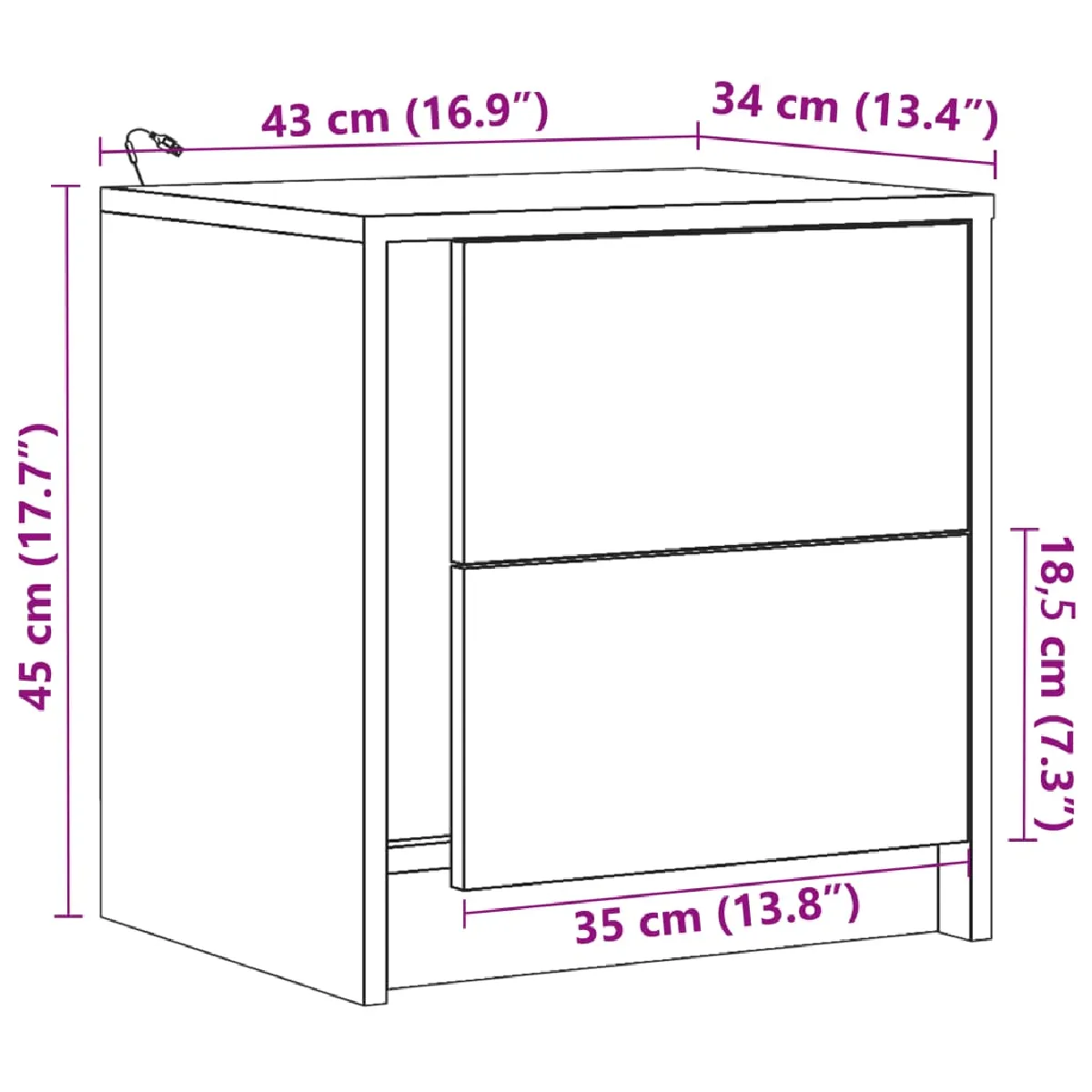 VidaXL Armoire de Chevet avec LED - Chêne marron