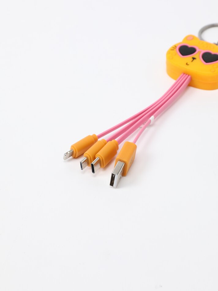 Cabo multiconector com argola para chaveiro - Amarelo