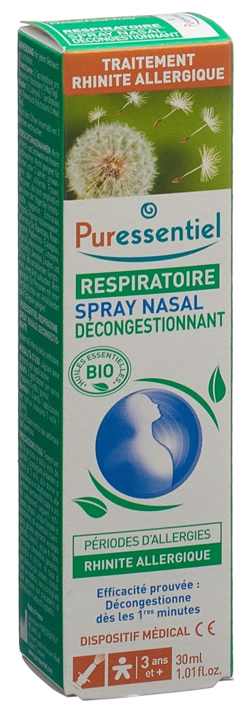 Puressentiel Abschwellendes Nasenspray Nasenspray ätherisches Öl Bio 30 ml