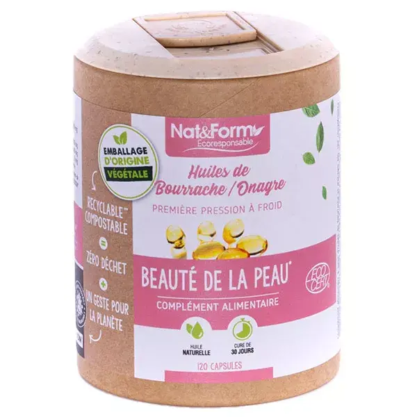 Óleos de Borragem e Prímula Orgânicos e Ecológicos Nat & Form - 120 Cápsulas