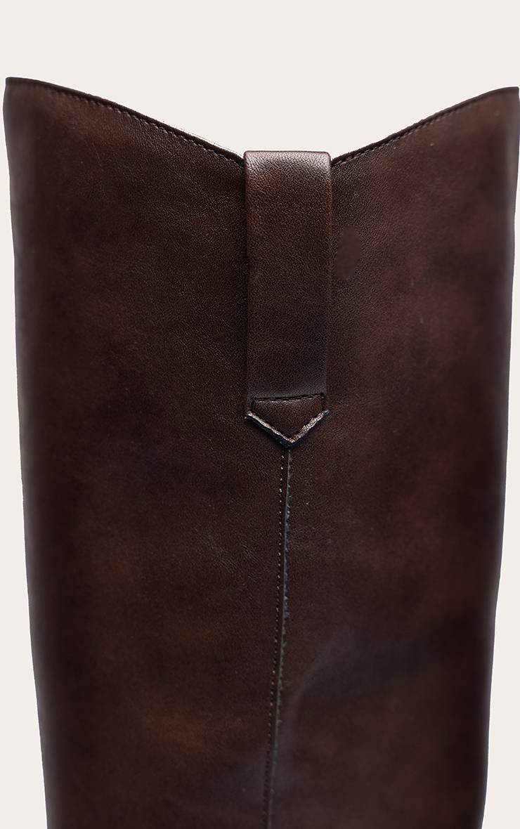 Chocolat Bottes Hautes À Talon Cubain En Synthétiquecuir