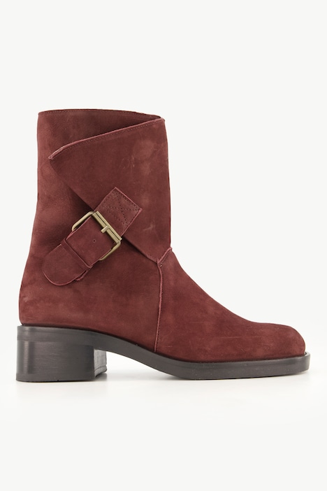 Leder-Boots, Veloursleder, Zipper, Wechselfußbett, Weite H