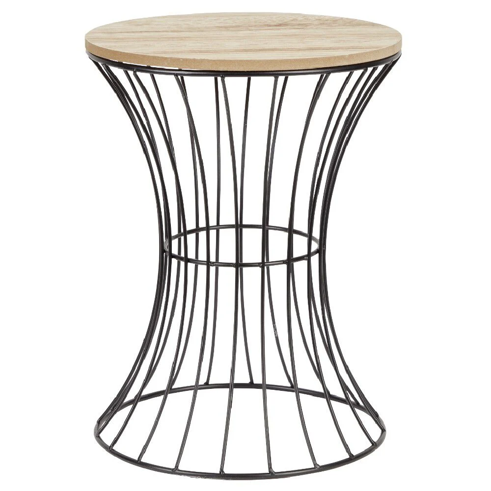 Sellette en métal et bois Ø30xH.39,5 cm