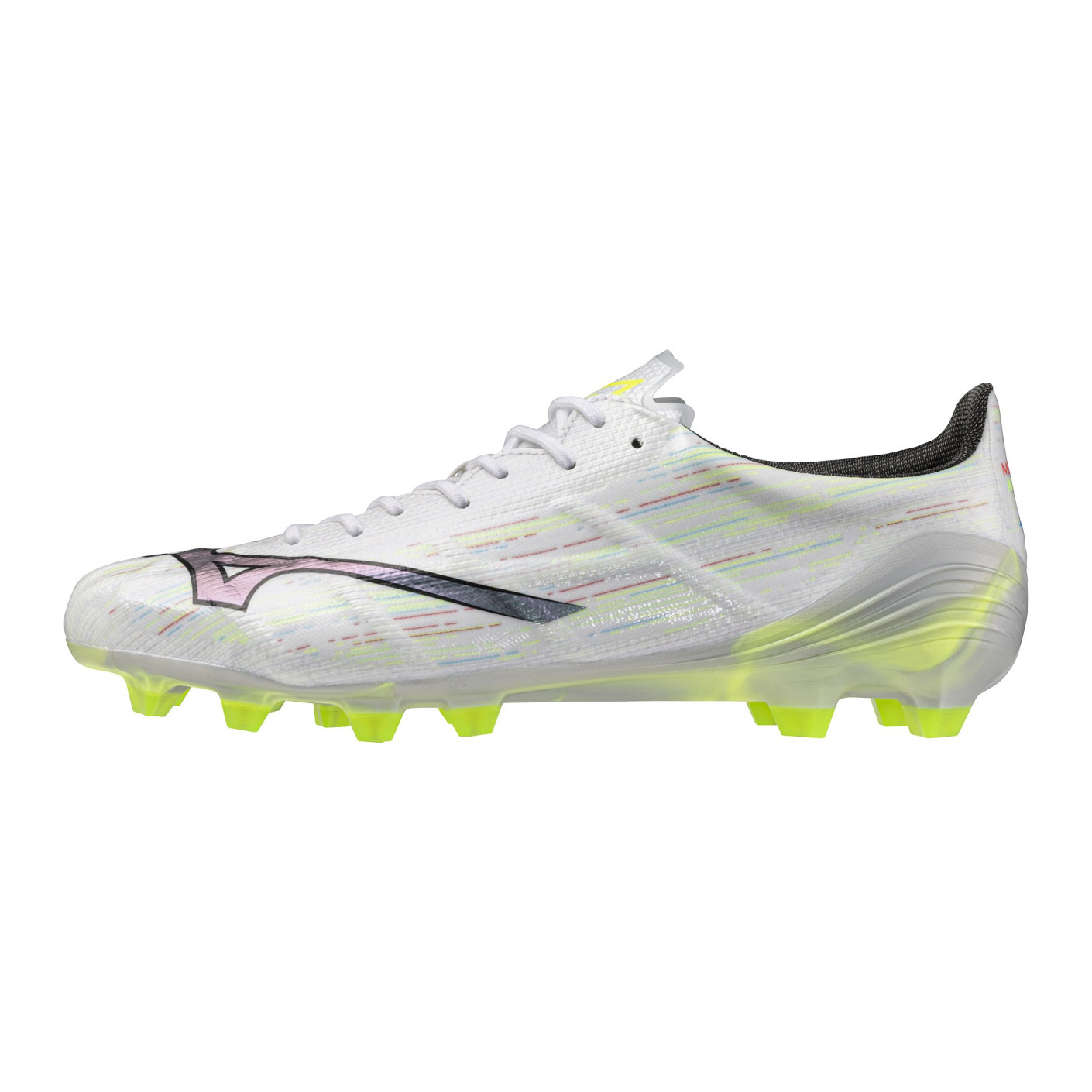 Mizuno Alpha II Elite Gras Voetbalschoenen (FG) Zilver Neongeel Zwart