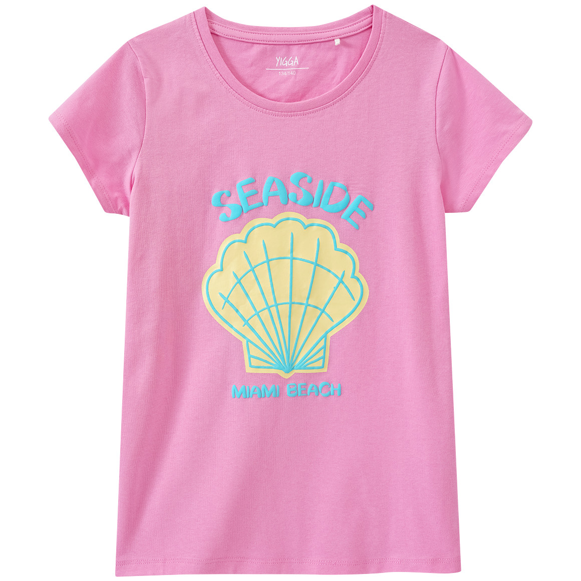 Yigga Mädchen T-Shirt mit Puff-Print rosa