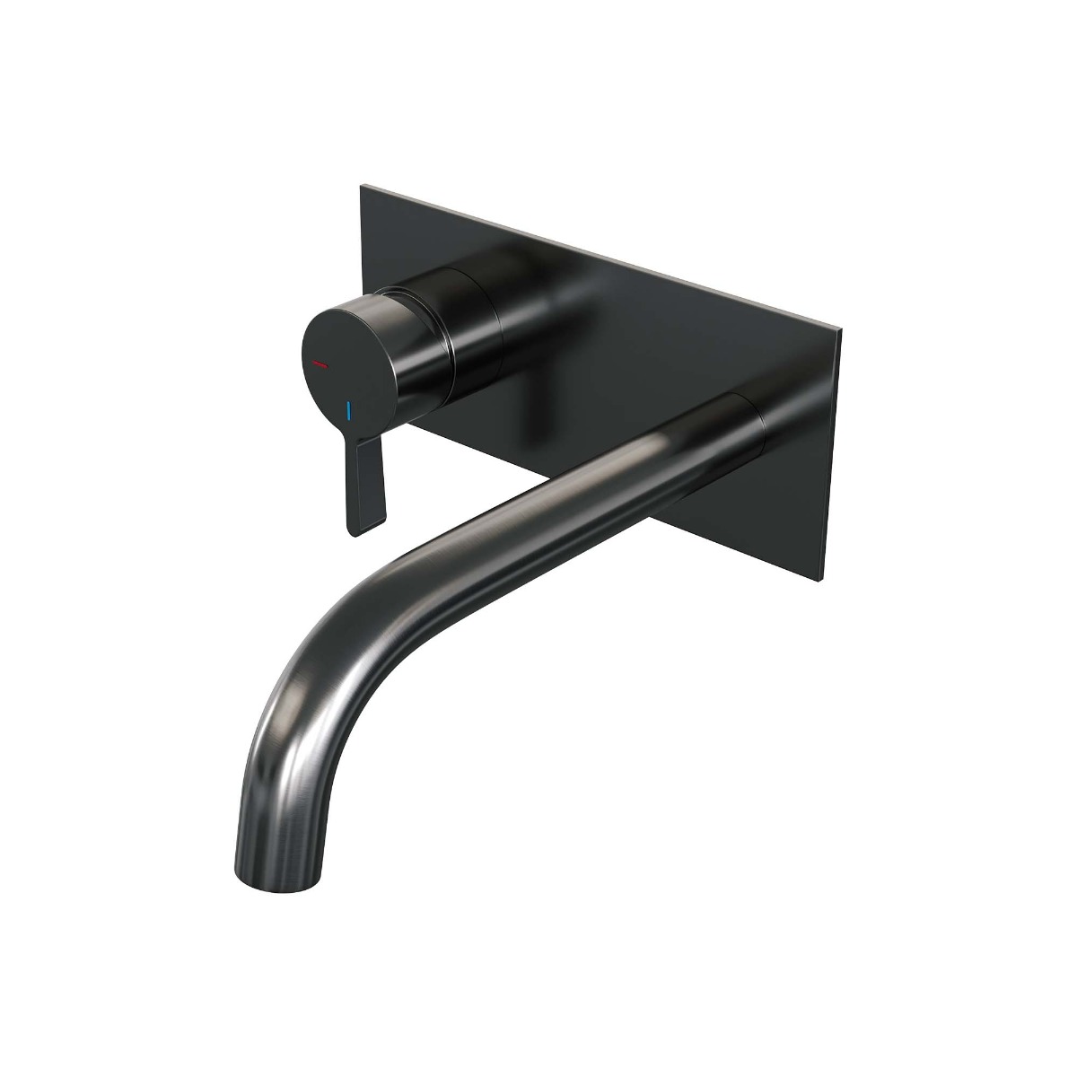 Brauer Gunmetal Edition ColdStart wastafelkraan inbouw gebogen uitloop met achterplaat model E2 gunmetal geborsteld PVD