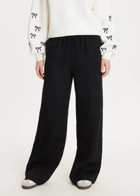 Broek met structuur zwart (ZWART)